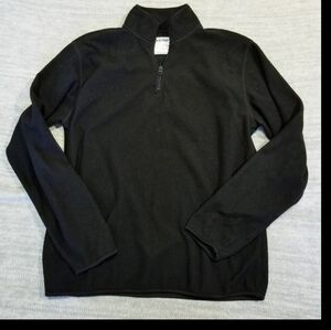 Old Navy Men's Black Pullover Mock Neck Quarter Zip-Up Fleece Sweater Large